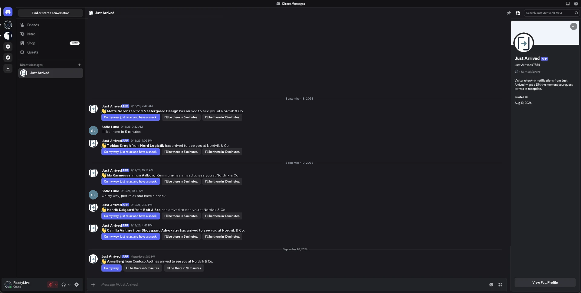 Screenshot for Run a test check-in
