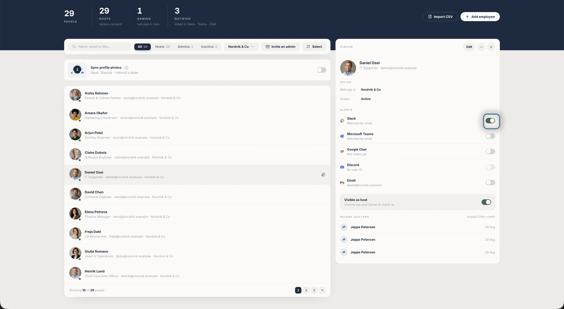 Screenshot for Switch Slack on for hosts