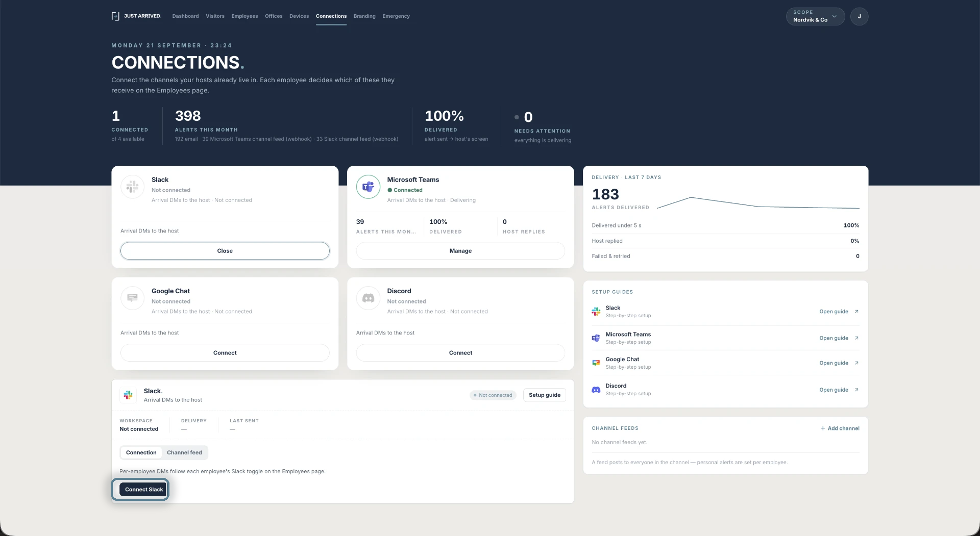 Screenshot for Open the Slack connection