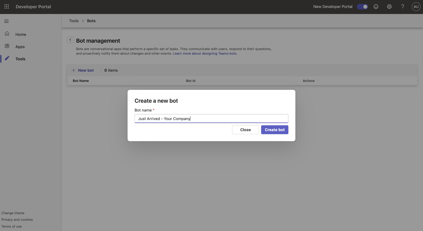 Screenshot for Create a new bot