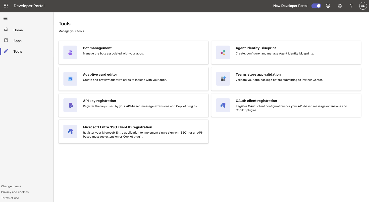 Screenshot for Open the Teams Developer Portal